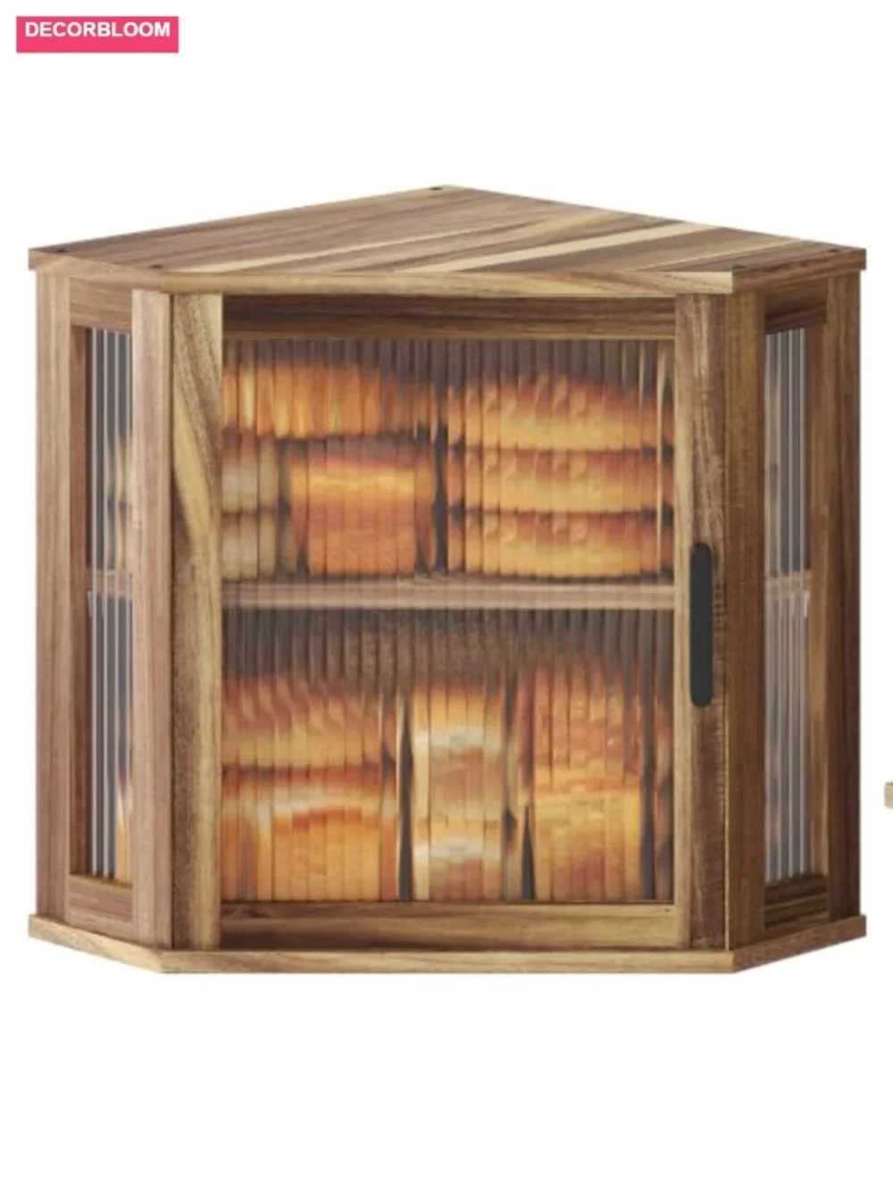 Acacia Wood Corner Bread Box for Kitchen Countertop, Large Capacity w/ Magnetic